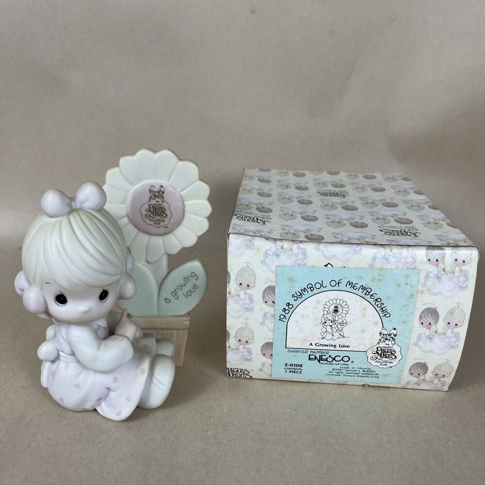 Precious Moments “A GROWING LOVE”‎  Enesco E-0008 1987 In Box Valentine Flower